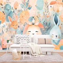 Fotomural o papel pintado animales acuarela naturaleza