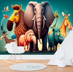 Fotomural o papel pintado animales extra&ntilde;os selva