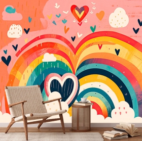 Fotomural o papel pintado arcoiris corazon