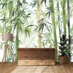 Fotomural o papel pintado bambu acualera