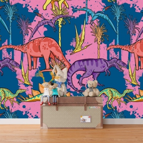 Fotomural o papel pintado dinosaurios infantil ilustracion