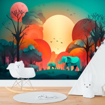 Fotomural o papel pintado elefantes papel