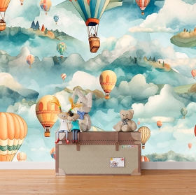Fotomural o papel pintado globos cielo infantil