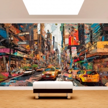 Fotomural o papel pintado ilustracion ciudad