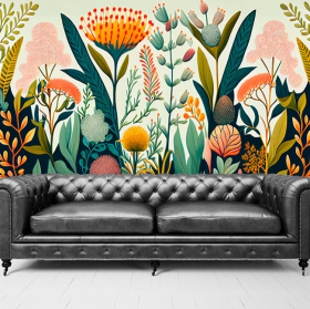 Fotomural o papel pintado ilustracion flores silvestres