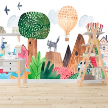 Fotomural o papel pintado ilustracion infantil vida
