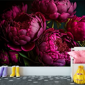 Papel pintado o fotomural dibujo flores tonos morados realista 