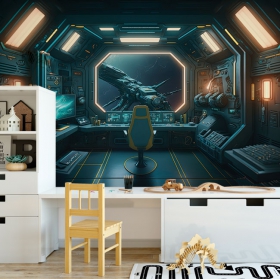 Papel pintado o fotomural mandos nave espacial piloto en aventura