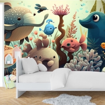 Fotomural o papel pintado dibujos infantiles bajo el mar