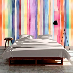 Fotomural o papel pintado líneas verticales colores pintura acuarela y textura