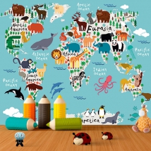 Fotomural o papel mapamundi infantil ilustracion