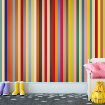 Papel pintado o fotomural dibujo líneas verticales coloridas juvenil