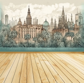Fotomural o papel pintado acuarela barcelonesa