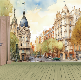 Fotomural o papel pintado acuarela madrileña