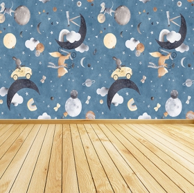 Fotomural o papel pintado acuarela patron luna