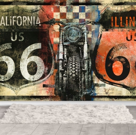 Fotomural o papel pintado imagen motero ruta 66 harley davidson