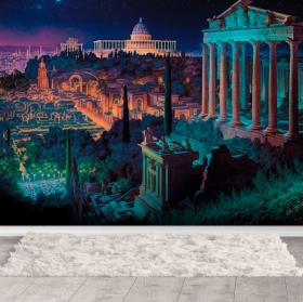Fotomural o papel pintado dibujo atenas y capitolio estadounidense