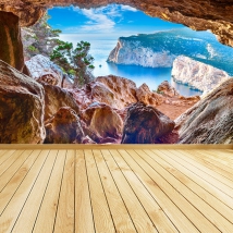 Fotomural o papel pintado paisaje mediterráneo mar y montaña