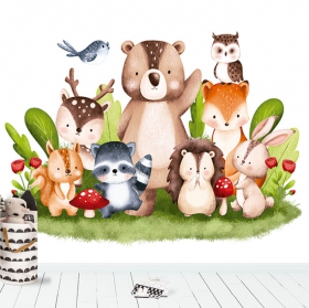Fotomural o papel pintado animales silvestres acuarela