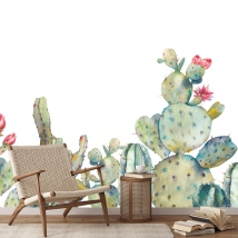 Fotomural o papel pintado dibujo cactus estilo acuarela infantil juvenil moderno