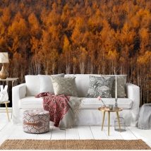 Fotomural o papel pintado paisaje horizontal árboles bosque otoño decoración