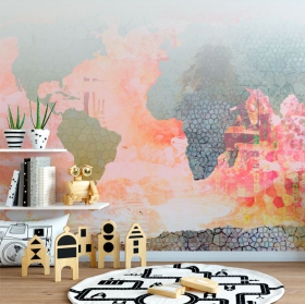 Fotomural o papel pintado dibujo mapamundi texturas moderno juvenil infantil