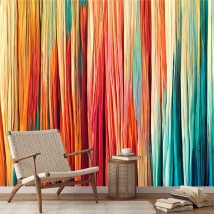 Papel pintado o fotomural dibujo texturas verticales coloridas decoración moderna
