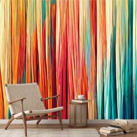 Papel pintado o fotomural dibujo texturas verticales coloridas decoración moderna
