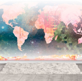 Papel pintado o fotomural mapamundi estilo moderno tecnológico