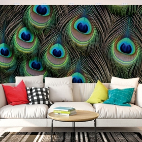 Fotomural o papel pintado textura piel patrón pavo real decoración