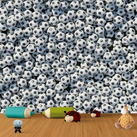 Fotomural o papel pintado composición balones fútbol realista vista superior