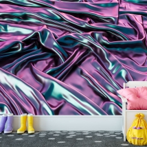 Papel pintado o fotomural 3d pliegues metalizados texturas tela