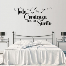 Vinilos frase todo comienza con un sueño