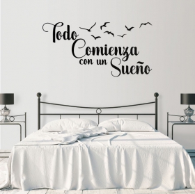 Vinilos frase todo comienza con un sueño