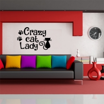 Vinilo decorativo gata con frase en inglés
