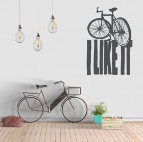 Vinilos frases en inglés i like it bicicletas
