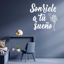 Vinilos decorativos frase sonríele a tu sueño