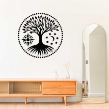 Vinilos decorativos árbol de la vida sol y luna con estrellas