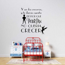 Vinilos decorativos y pegatinas frase peter pan y un día crecerás