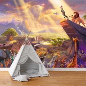 Papel pintado o fotomural dibujo rey león presentación montaña