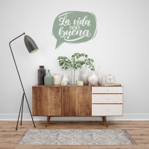 Vinilos decorativos adhesivos frases motivadoras la vida es buena
