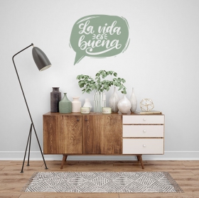 Vinilos decorativos adhesivos frases motivadoras la vida es buena