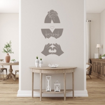 Vinilos decorativos adhesivos manos entrelazadas forma de corazón