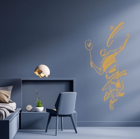 Vinilos decorativos y pegatinas de deportes jugador de b&aacute;dminton