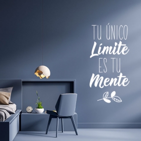 Vinilos decorativos y pegatinas de frases motivadoras tu &uacute;nico l&iacute;mite es tu mente