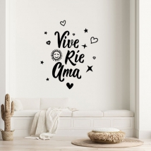 Vinilos decorativos y pegatinas de frases motivadoras vive, ríe y ama