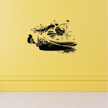 Vinilos adhesivos de surfista entre olas