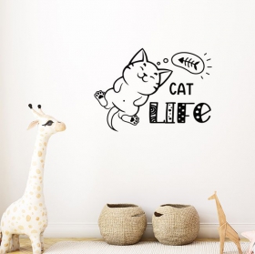Vinilos adhesivos gato frase cat life