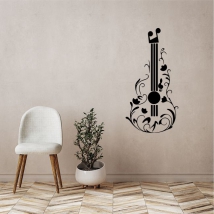 Vinilos adhesivos guitarra con flores