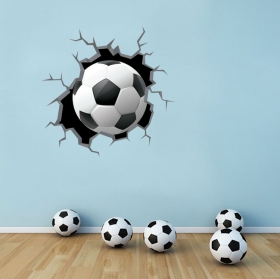 Vinilos 3d balón fútbol efecto pared rota